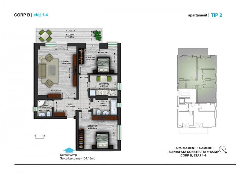 Apartament cu 3 camere de închiriat în P-ta Victoriei, București – fotografia 14 din 15