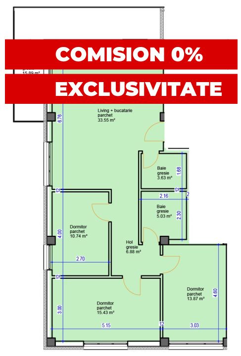 Apartament cu 4 camere de vânzare în Cetatii, Florești – fotografia 11 din 12
