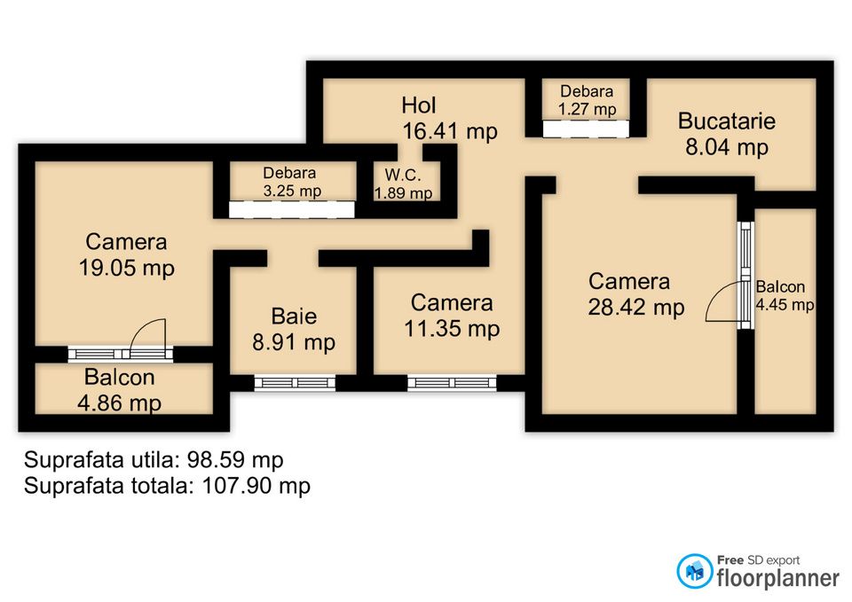 Apartament cu 3 camere de vânzare în Central, Mamaia-Sat – fotografia 27 din 27