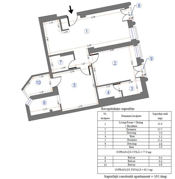 Apartament cu 3 camere de vânzare în Calea Victoriei, București – fotografia 24 din 68