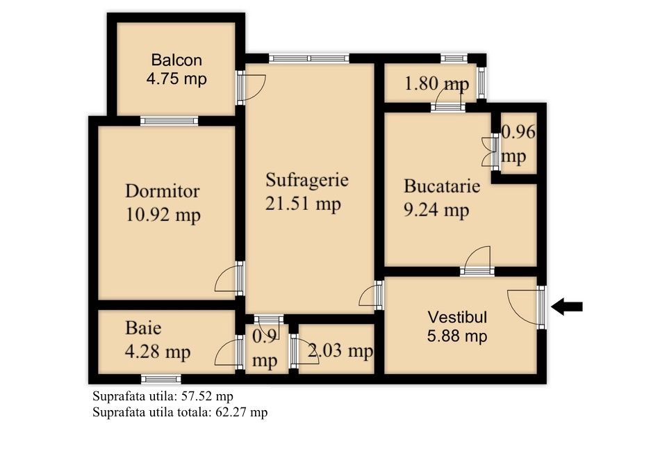 Apartament cu 2 camere de vânzare în Mioritei, Bacău – fotografia 2 din 11