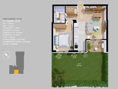 Apartament cu 2 camere de vânzare în Central, Voluntari – fotografia 5 din 5