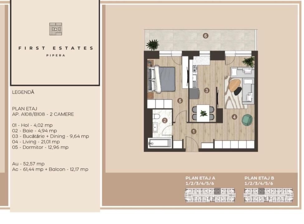 Apartament cu 2 camere de vânzare în Voluntari – fotografia 15 din 17
