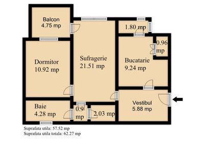 Apartament cu 2 camere de vânzare în Mioritei, Bacău – fotografia 2 din 11