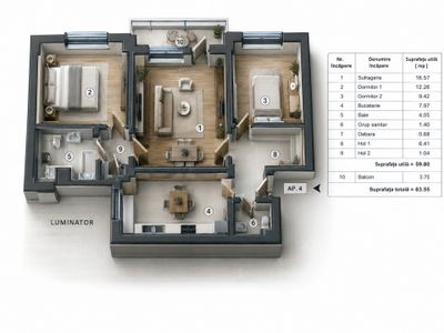 Apartament cu 3 camere de vânzare în Inel II, Constanța – fotografia 3 din 3
