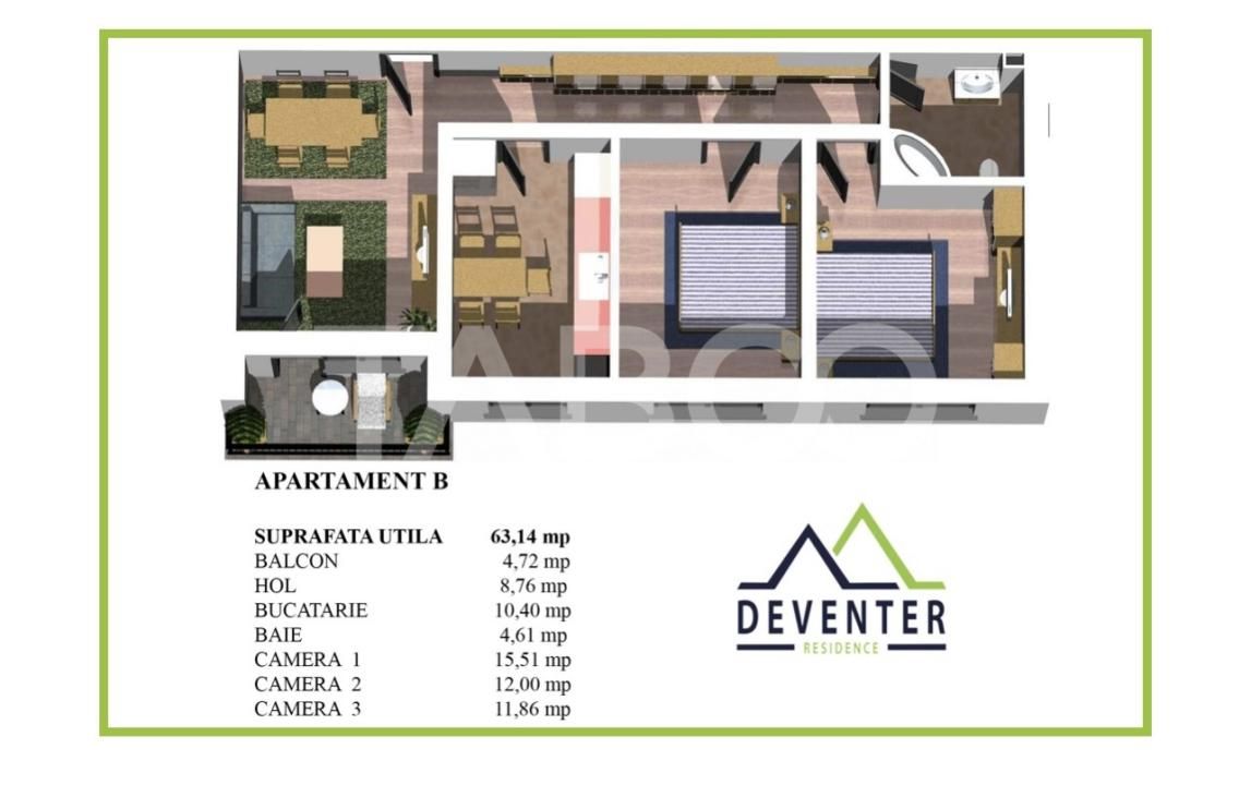 Apartament cu 3 camere de vânzare în Calea Cisnadiei - Arhitectilor, Sibiu – fotografia 8 din 24