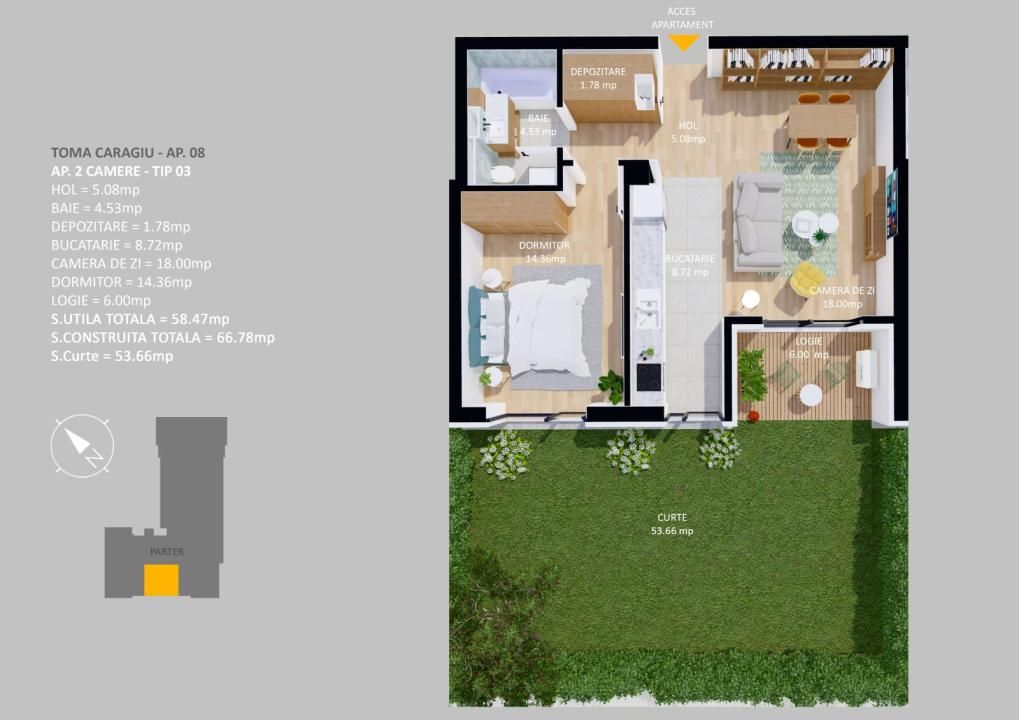Apartament cu 2 camere de vânzare în Central, Voluntari – fotografia 5 din 5